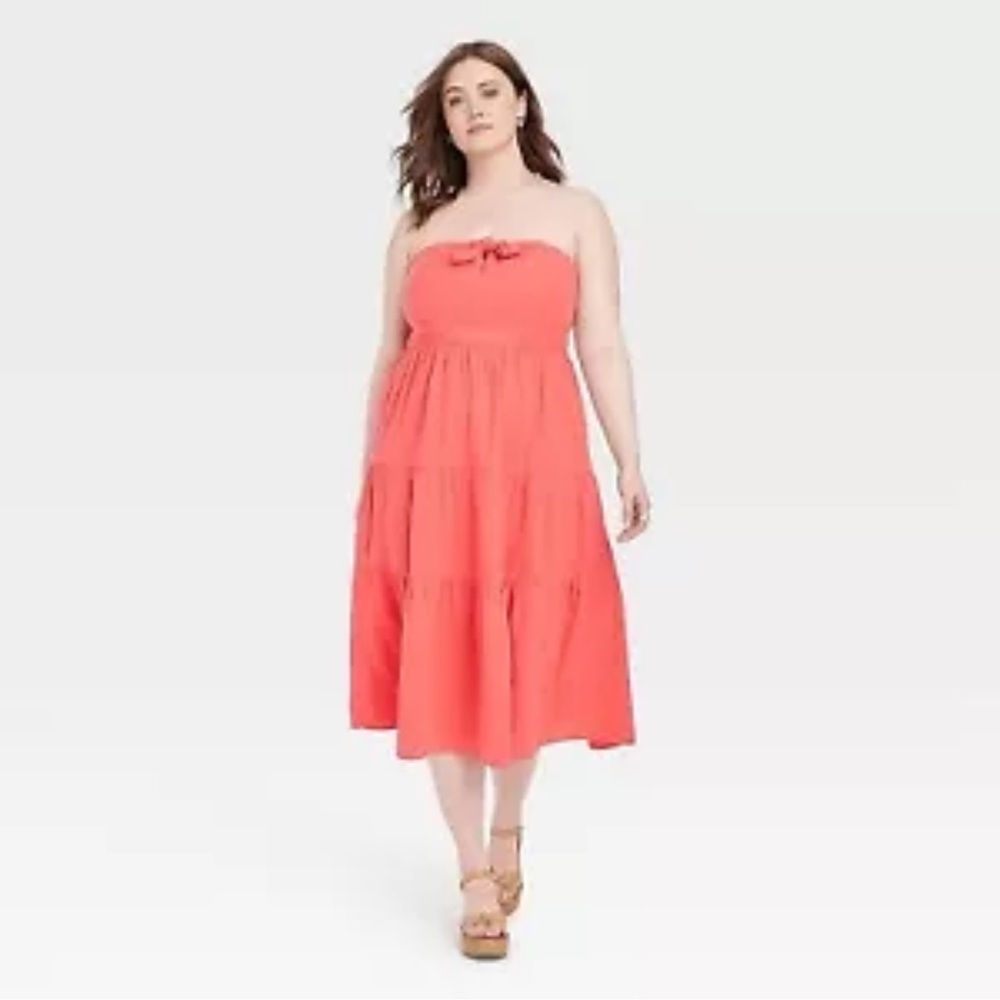Universal Thread Women's Strapless Sundress - Red, XXL
